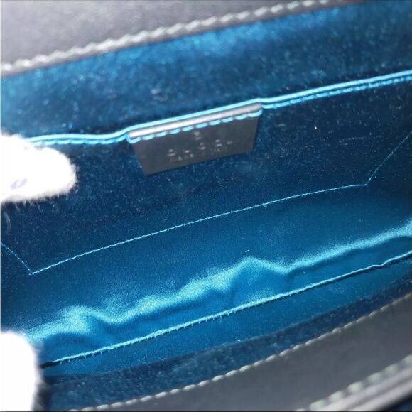 Auth Vintage Gucci Green Suede Web Sherry Line Ophidia Clutch Chainlink Shoulder - Picture 8 of 9